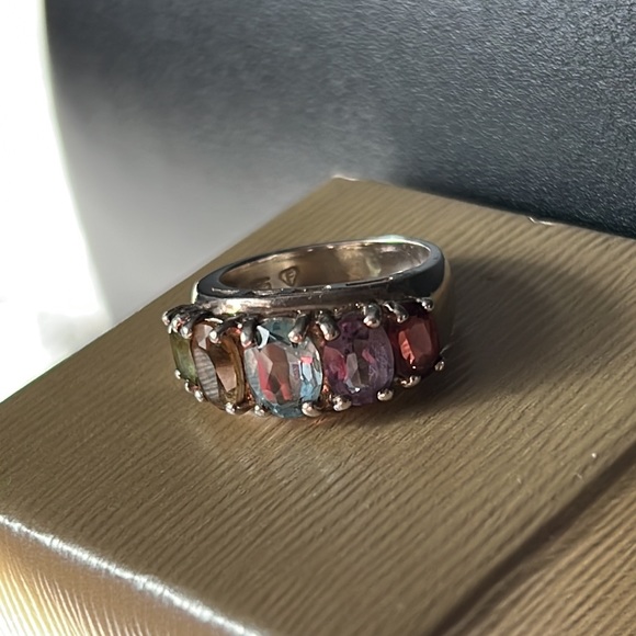 Jewelry - 5 Rainbow gems in 925 silver ring